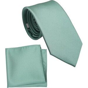 NEW ZENXUS Eucalyptus Tie and Pocket Square 3.2" Men's